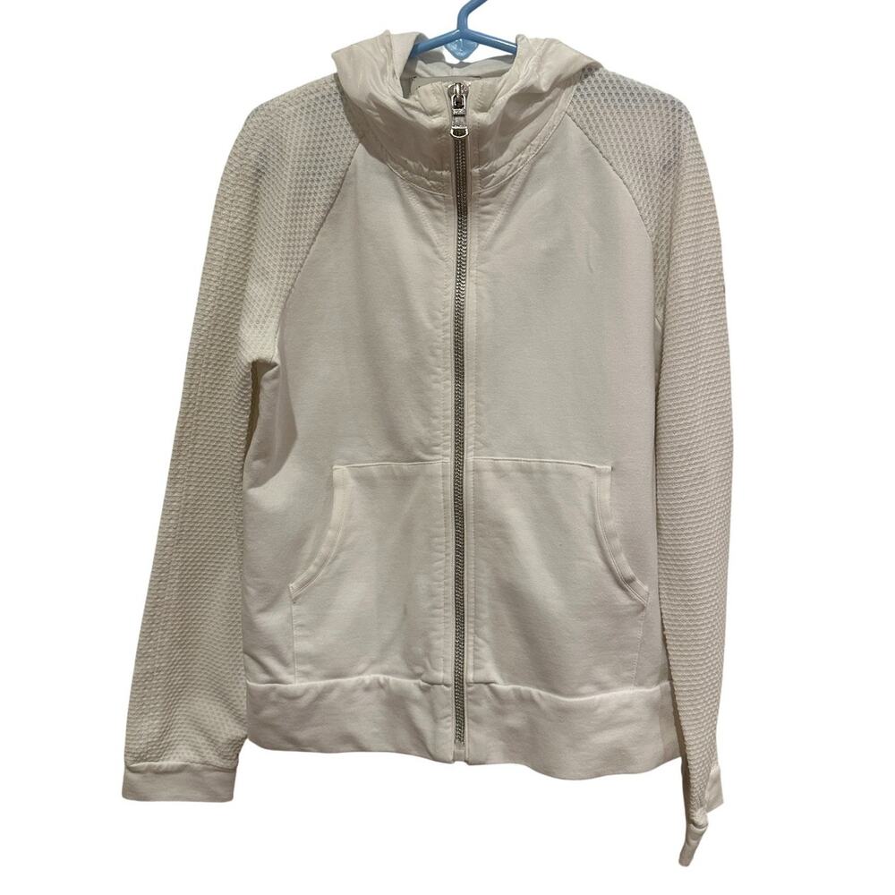 Moncler Kids White Hooded Zip Jacket Size 12 Made in Italy Authentic